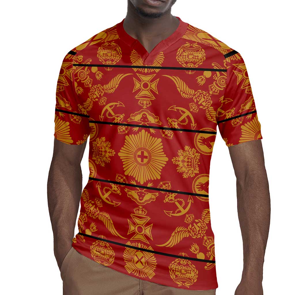 Basotho Blanket Rugby Jersey Lesotho Seanamarena Kharetsa Royal Red - African Pride