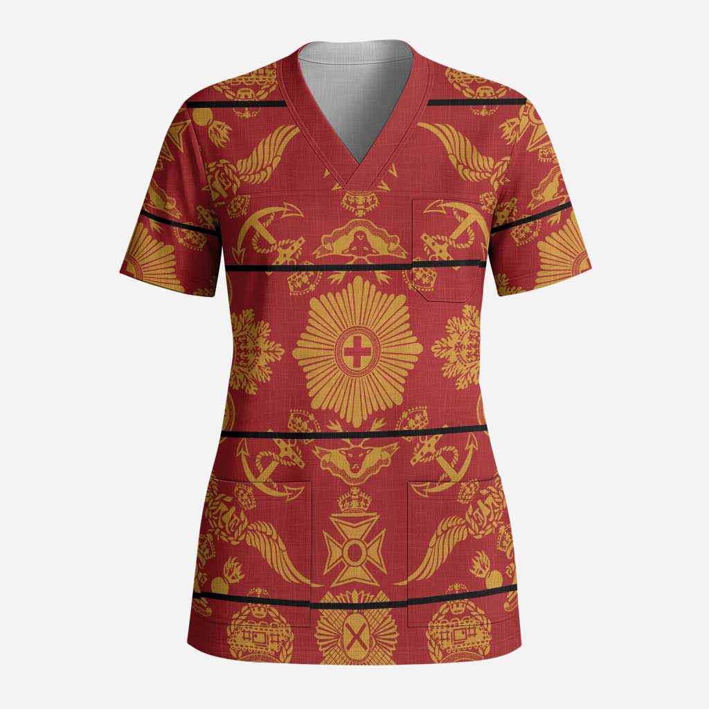 Lesotho Seanamarena Kharetsa Royal Red Scrub Top Basotho Traditional Blanket Style - African Pride