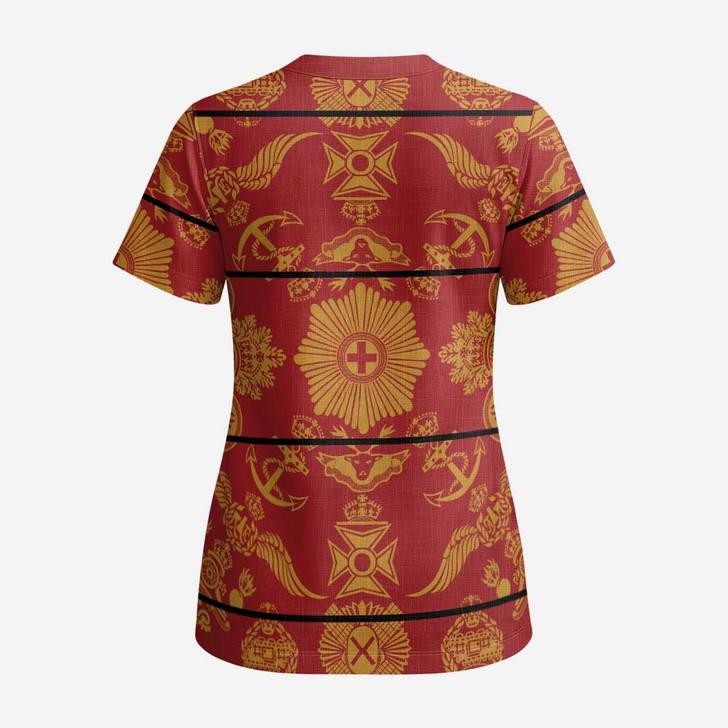 Lesotho Seanamarena Kharetsa Royal Red Scrub Top Basotho Traditional Blanket Style - African Pride