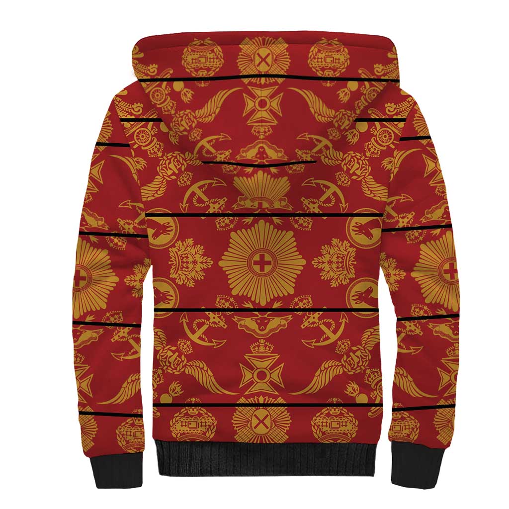 Basotho Blanket Sherpa Hoodie Lesotho Seanamarena Kharetsa Royal Red - African Pride