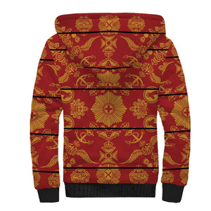 Basotho Blanket Sherpa Hoodie Lesotho Seanamarena Kharetsa Royal Red - African Pride