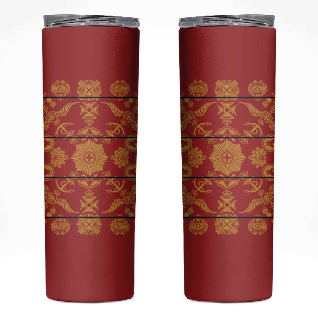 Basotho Blanket Skinny Tumbler Lesotho Seanamarena Kharetsa Royal Red - African Pride