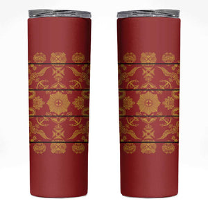 Basotho Blanket Skinny Tumbler Lesotho Seanamarena Kharetsa Royal Red - African Pride