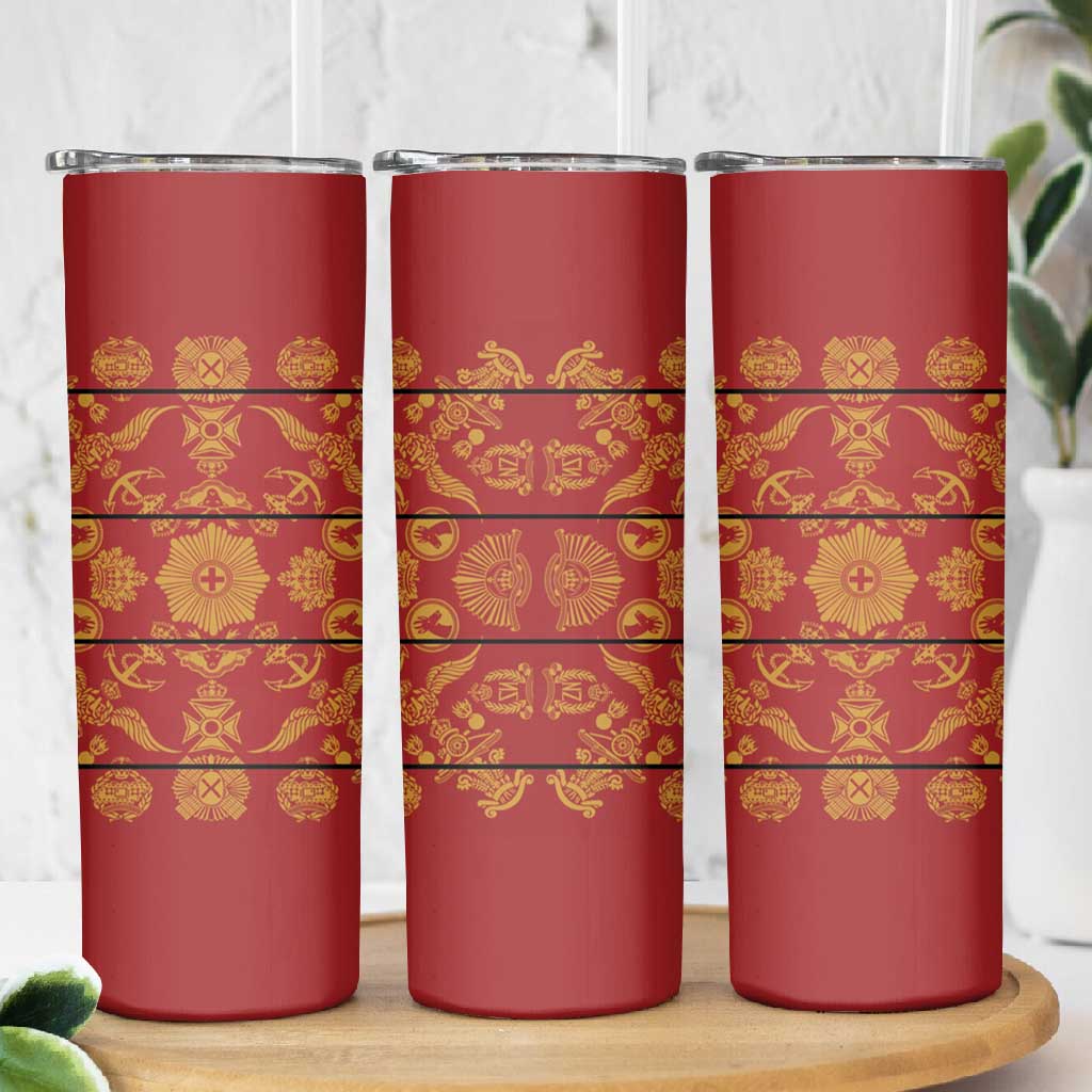 Basotho Blanket Skinny Tumbler Lesotho Seanamarena Kharetsa Royal Red - African Pride