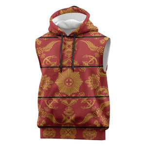 Basotho Blanket Sleeveless Hoodie Lesotho Seanamarena Kharetsa Royal Red - African Pride