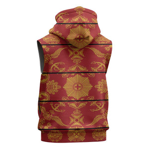 Basotho Blanket Sleeveless Hoodie Lesotho Seanamarena Kharetsa Royal Red - African Pride