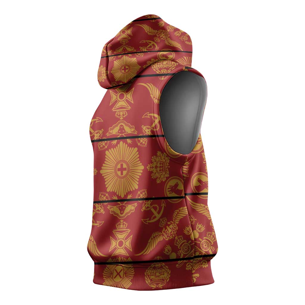 Basotho Blanket Sleeveless Hoodie Lesotho Seanamarena Kharetsa Royal Red - African Pride