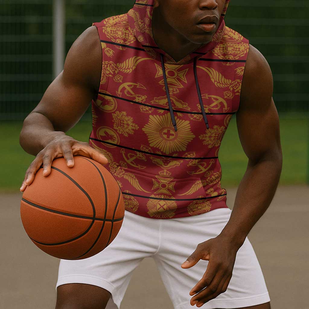 Basotho Blanket Sleeveless Hoodie Lesotho Seanamarena Kharetsa Royal Red - African Pride