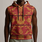 Basotho Blanket Sleeveless Hoodie Lesotho Seanamarena Kharetsa Royal Red - African Pride