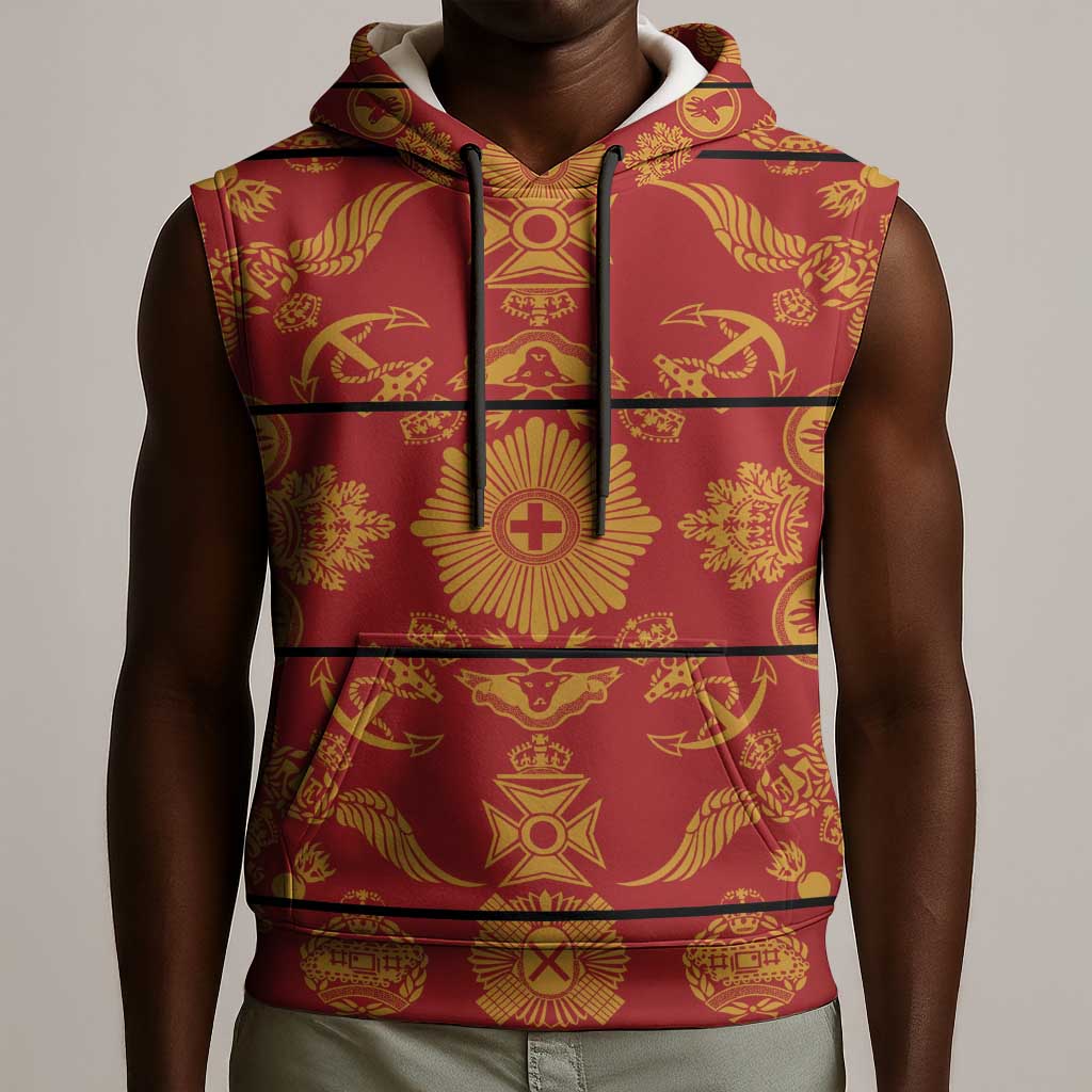 Basotho Blanket Sleeveless Hoodie Lesotho Seanamarena Kharetsa Royal Red - African Pride