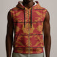 Basotho Blanket Sleeveless Zip Hoodie Lesotho Seanamarena Kharetsa Royal Red - African Pride