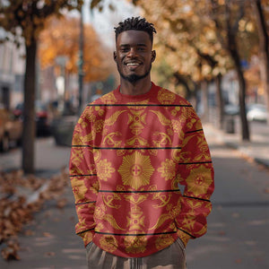 Basotho Blanket Sweatshirt Lesotho Seanamarena Kharetsa Royal Red - African Pride