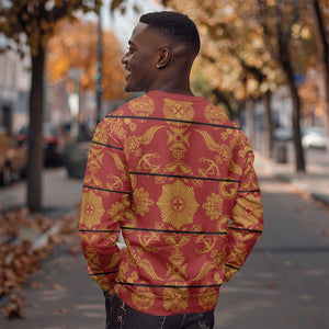 Basotho Blanket Sweatshirt Lesotho Seanamarena Kharetsa Royal Red - African Pride