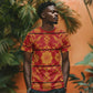 Basotho Blanket T shirt Lesotho Seanamarena Kharetsa Royal Red - African Pride