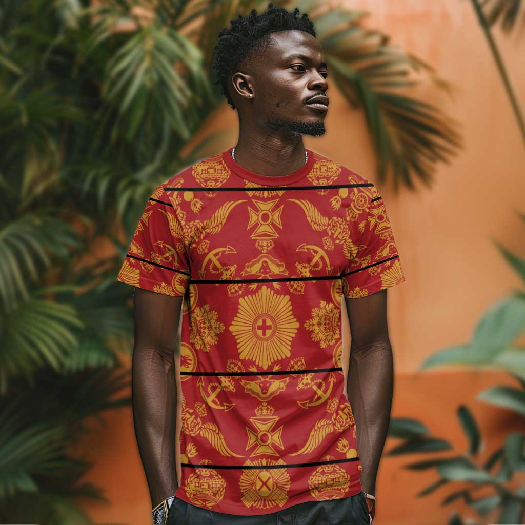 Basotho Blanket T shirt Lesotho Seanamarena Kharetsa Royal Red - African Pride