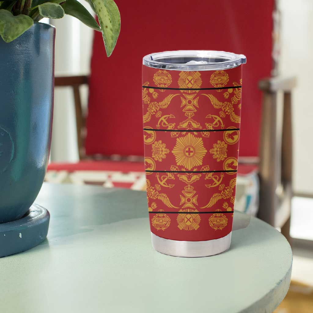 Basotho Blanket Tumbler Cup Lesotho Seanamarena Kharetsa Royal Red - African Pride