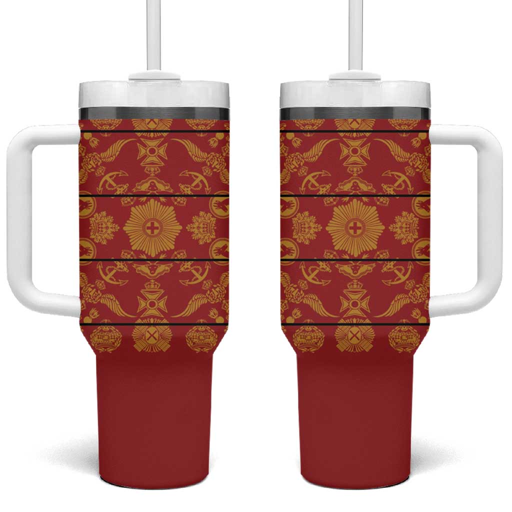 Basotho Blanket Tumbler With Handle Lesotho Seanamarena Kharetsa Royal Red - African Pride