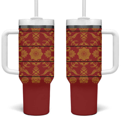 Basotho Blanket Tumbler With Handle Lesotho Seanamarena Kharetsa Royal Red - African Pride