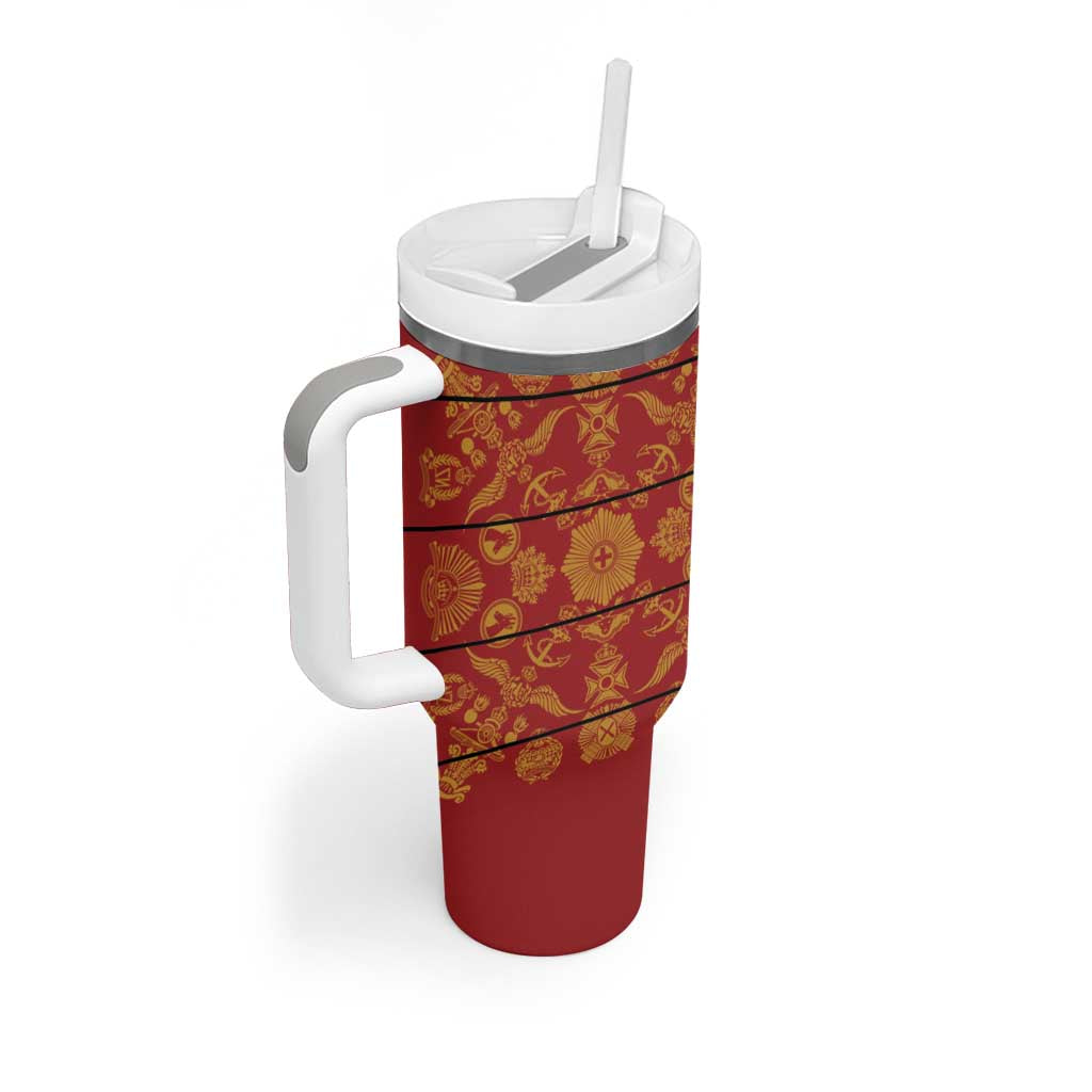 Basotho Blanket Tumbler With Handle Lesotho Seanamarena Kharetsa Royal Red - African Pride