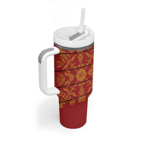 Basotho Blanket Tumbler With Handle Lesotho Seanamarena Kharetsa Royal Red - African Pride