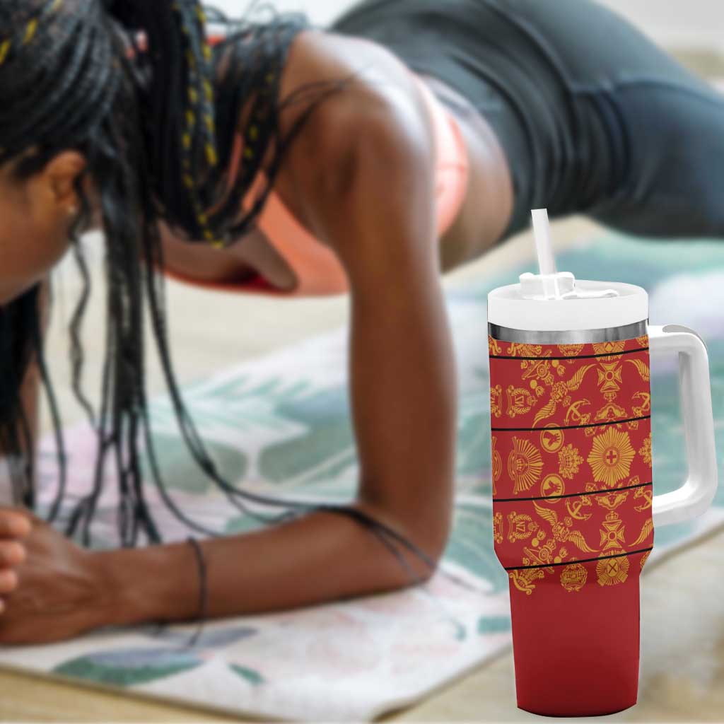 Basotho Blanket Tumbler With Handle Lesotho Seanamarena Kharetsa Royal Red - African Pride