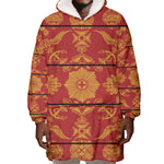 Basotho Blanket Wearable Blanket Hoodie Lesotho Seanamarena Kharetsa Royal Red - African Pride