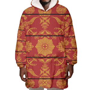 Basotho Blanket Wearable Blanket Hoodie Lesotho Seanamarena Kharetsa Royal Red - African Pride