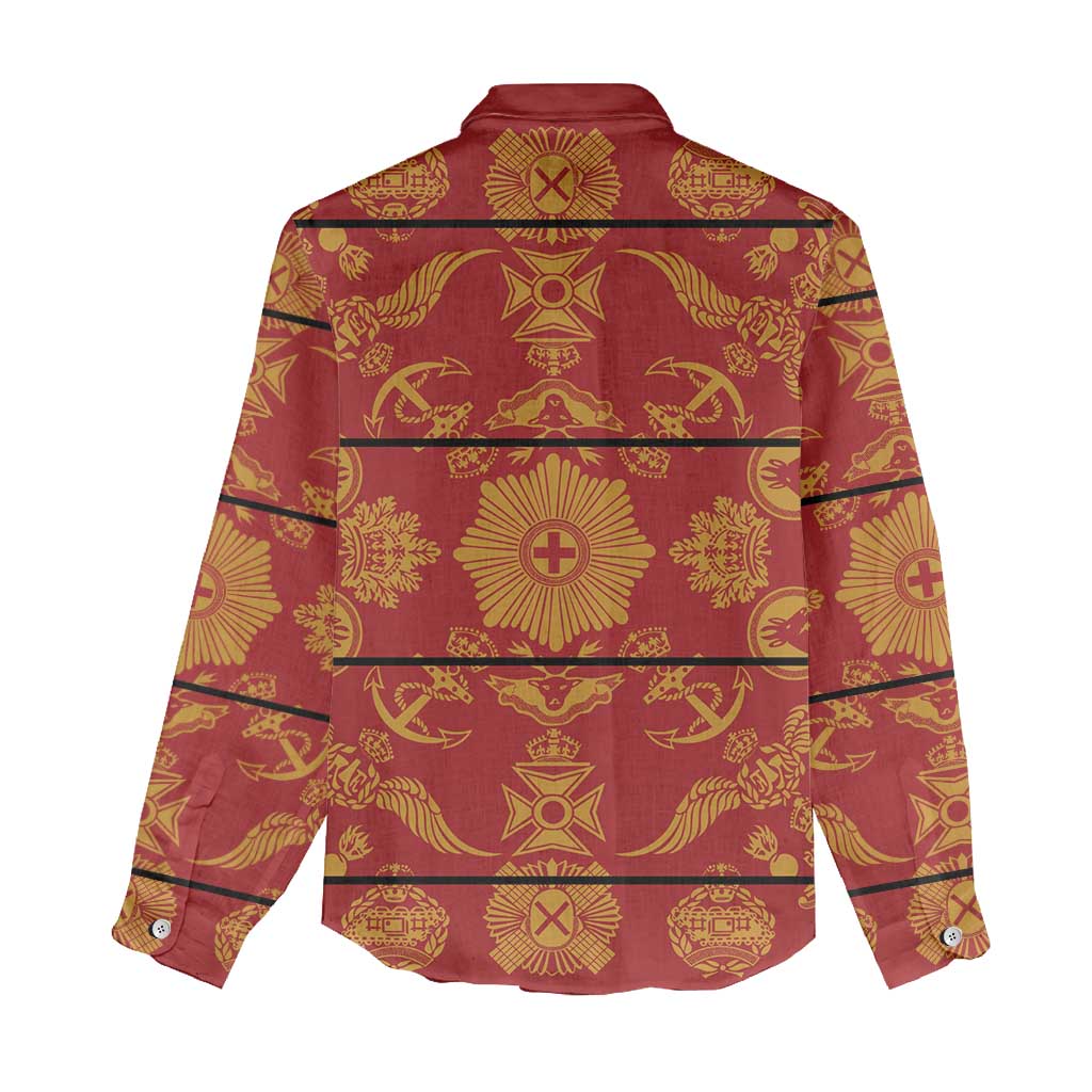 Basotho Blanket Women Casual Shirt Lesotho Seanamarena Kharetsa Royal Red - African Pride
