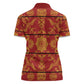 Basotho Blanket Women Polo Shirt Lesotho Seanamarena Kharetsa Royal Red - African Pride