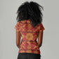 Basotho Blanket Women V-Neck T-Shirt Lesotho Seanamarena Kharetsa Royal Red - African Pride