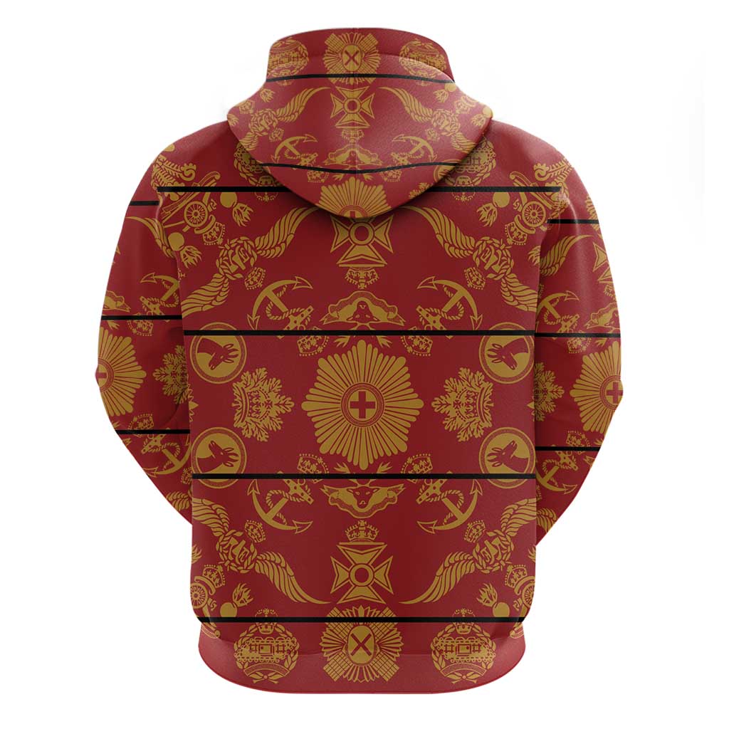 Basotho Blanket Zip Hoodie Lesotho Seanamarena Kharetsa Royal Red - African Pride