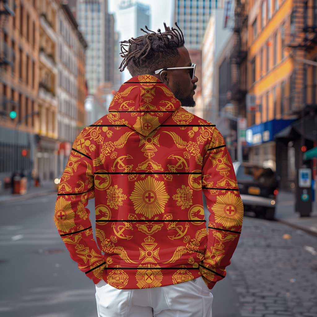 Basotho Blanket Zip Hoodie Lesotho Seanamarena Kharetsa Royal Red - African Pride