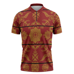Lesotho Seanamarena Kharetsa Royal Red Zipper Polo Shirt Basotho Traditional Blanket Style