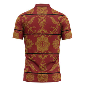 Lesotho Seanamarena Kharetsa Royal Red Zipper Polo Shirt Basotho Traditional Blanket Style