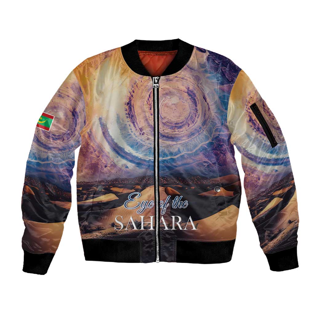 Mauritania Eyes of the SaharaSleeve Zip Bomber Jacket - African Pride