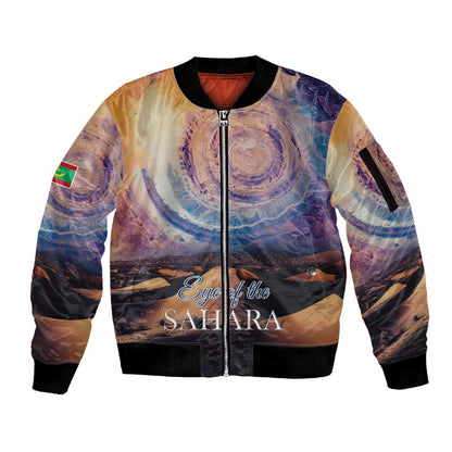 Mauritania Eyes of the SaharaSleeve Zip Bomber Jacket - African Pride