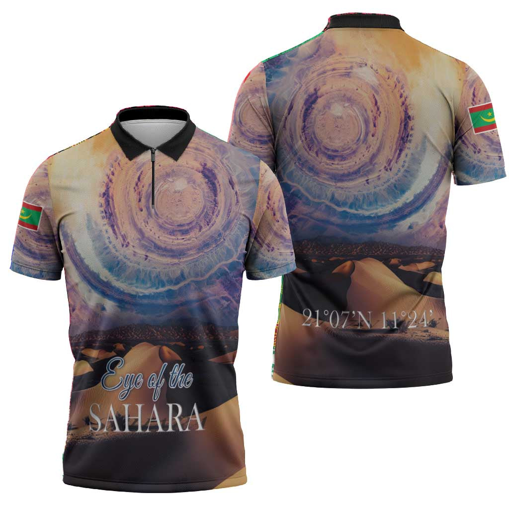 Mauritania Richat Structure Zipper Polo Shirt Eyes of the Sahara
