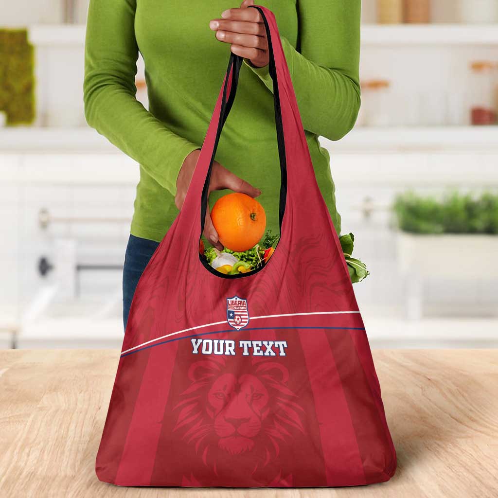 Custom Liberia Grocery Bag Football Lion Mascot - Red