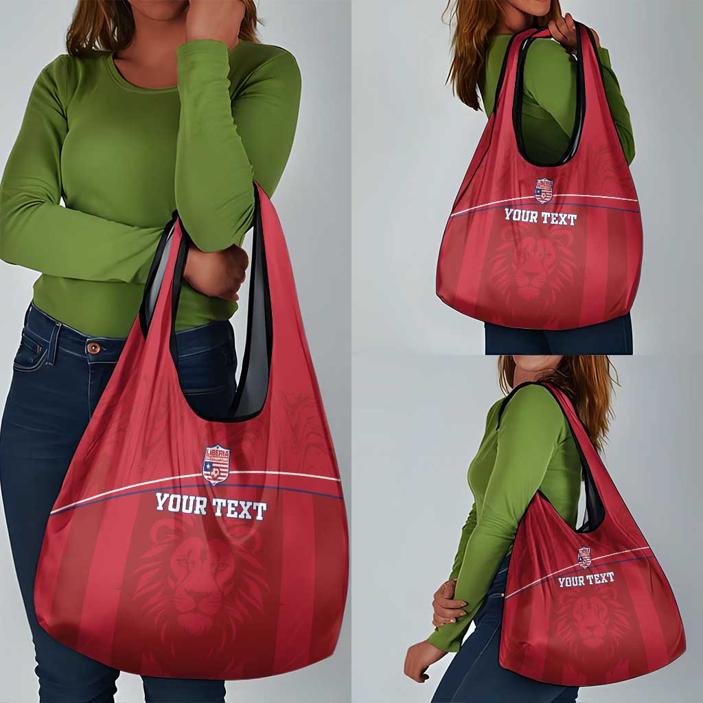 Custom Liberia Grocery Bag Football Lion Mascot - Red