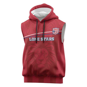 Custom Liberia Sleeveless Hoodie Football Lion Mascot - Red - African Pride