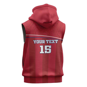 Custom Liberia Sleeveless Hoodie Football Lion Mascot - Red - African Pride