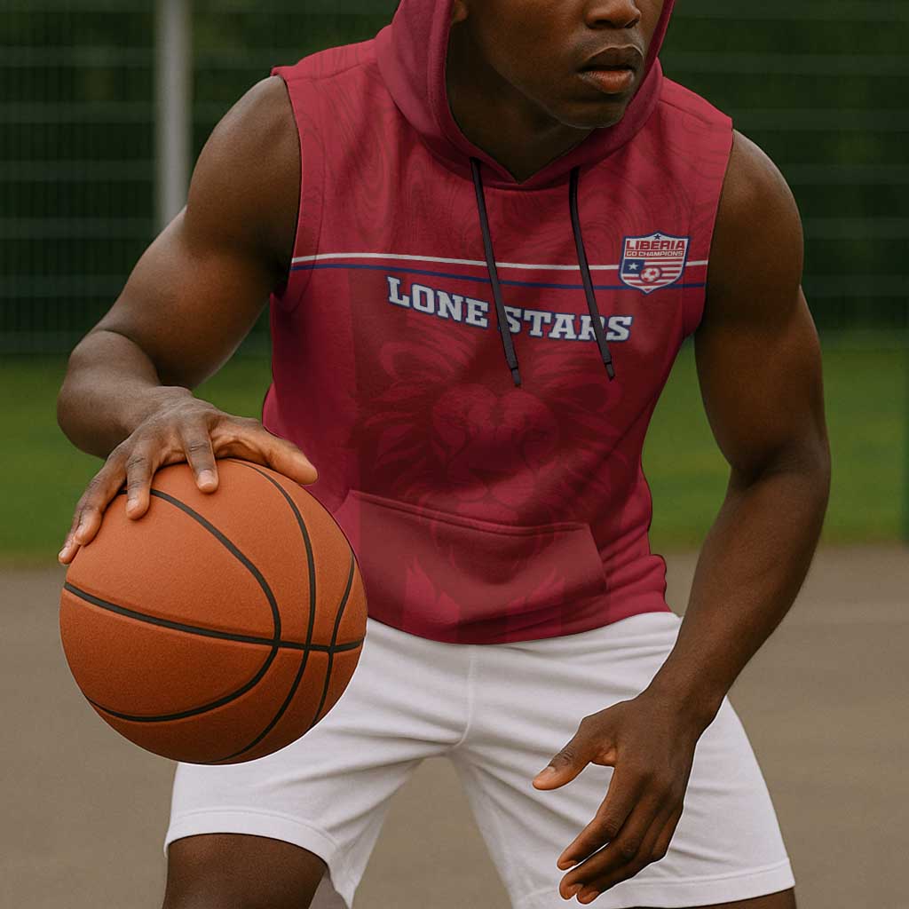Custom Liberia Sleeveless Hoodie Football Lion Mascot - Red - African Pride