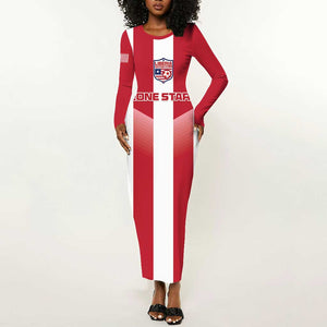 Custom Liberia Football Long Sleeve Bodycon Dress The Lone Stars Sporty Style LT15