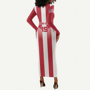 Custom Liberia Football Long Sleeve Bodycon Dress The Lone Stars Sporty Style LT15