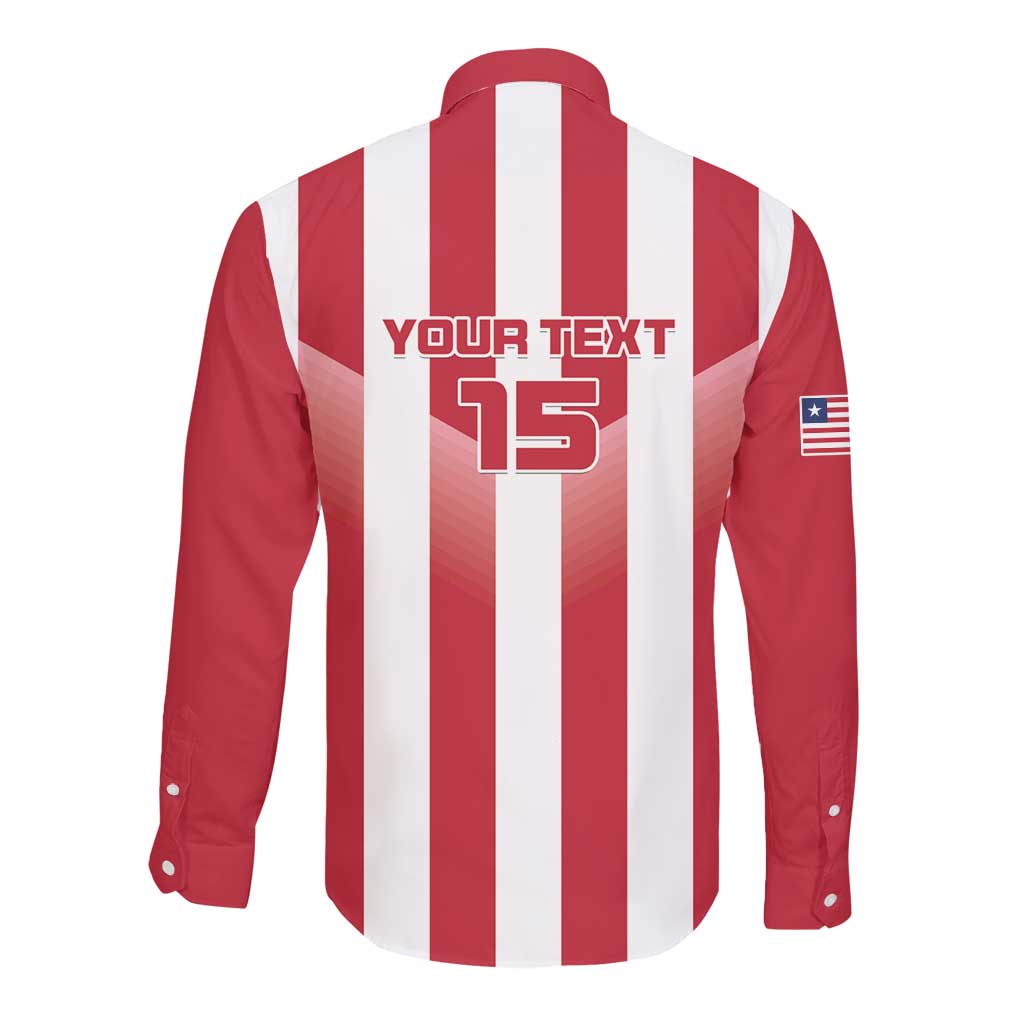 Custom Liberia Football Long Sleeve Button Shirt The Lone Stars Sporty Style