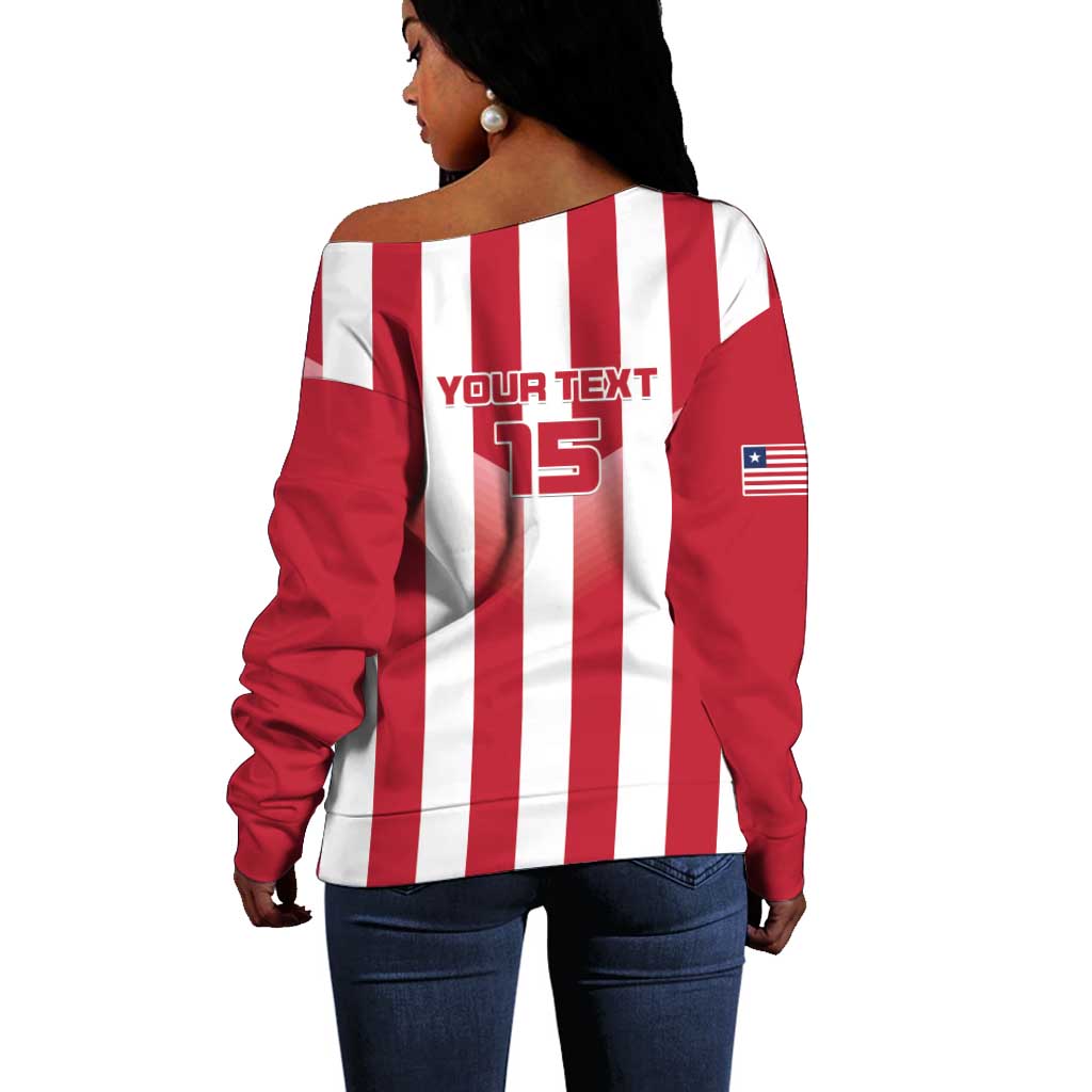 Custom Liberia Football Off Shoulder Sweater The Lone Stars Sporty Style