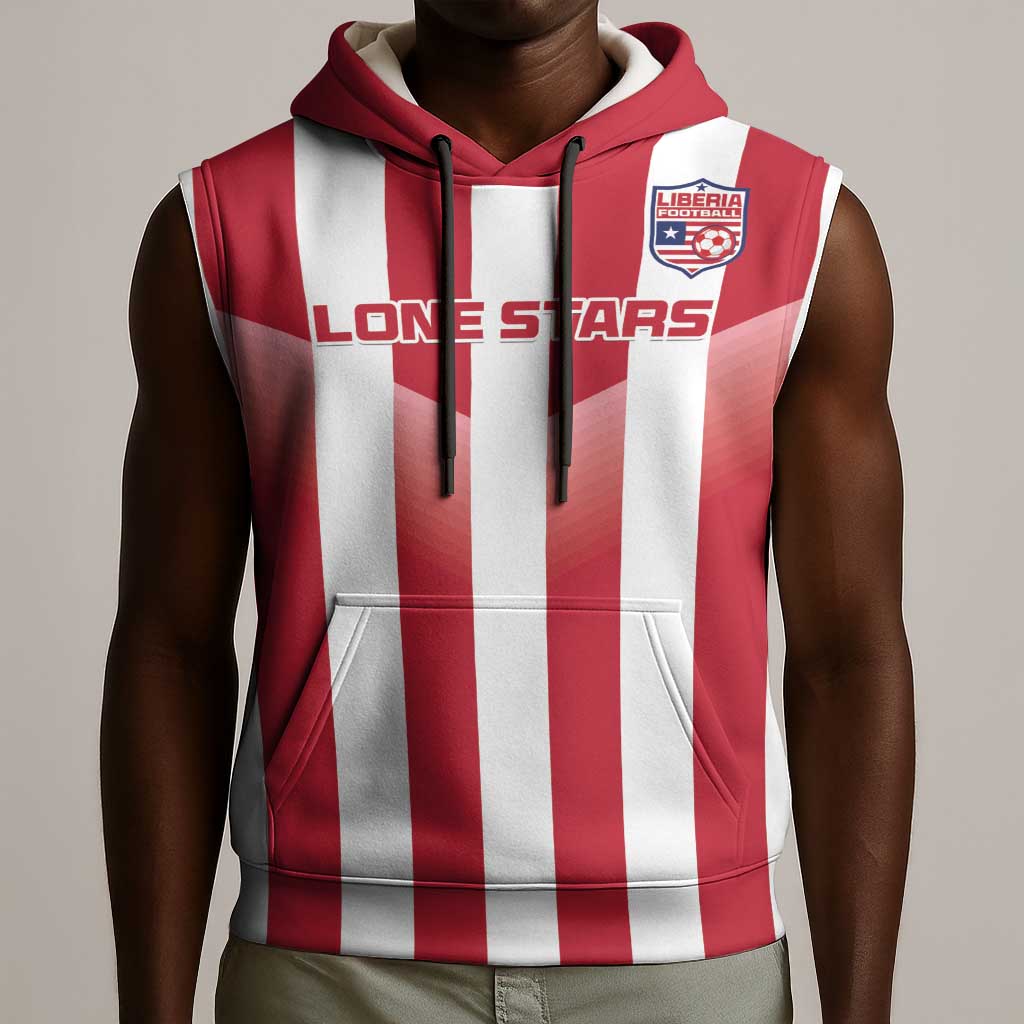 Custom Liberia Football Sleeveless Hoodie The Lone Stars Sporty Style - African Pride
