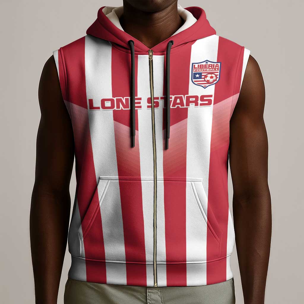 Custom Liberia Football Sleeveless Zip Hoodie The Lone Stars Sporty Style - African Pride