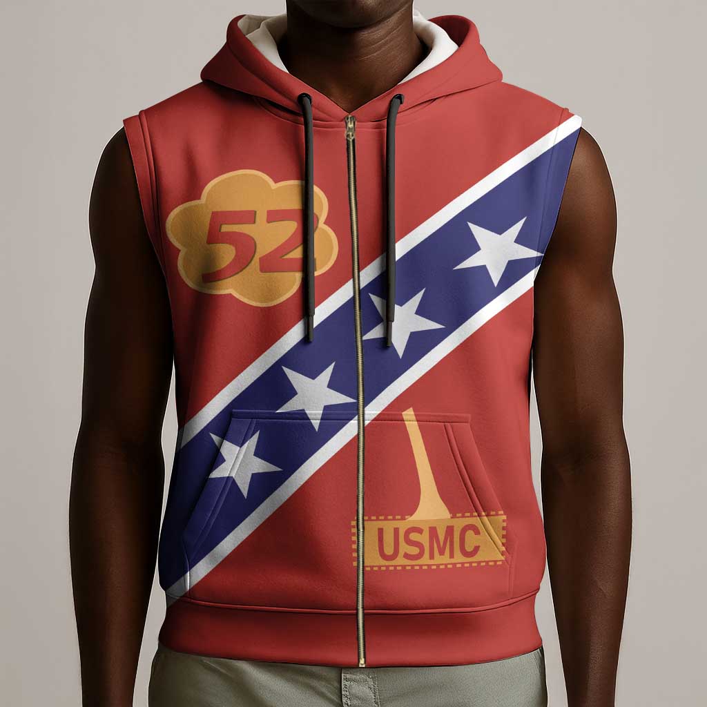 52 USMC Legacy Sleeveless Zip Hoodie Proud Montford Point Marines - African Pride