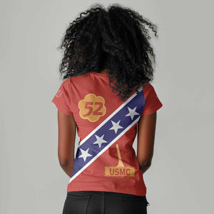 52 USMC Legacy Women V-Neck T-Shirt Proud Montford Point Marines - African Pride